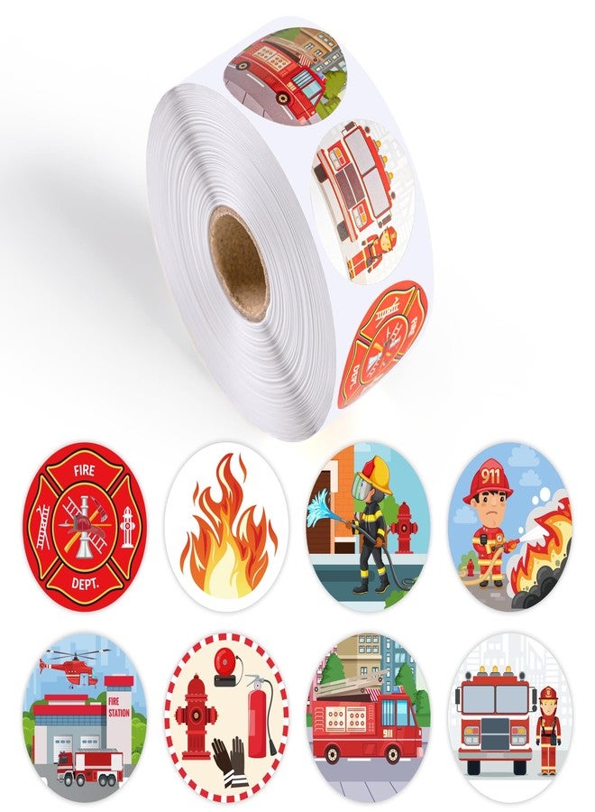 INKNOTE 1200Pcs Firefighter sticker roll 8 Styles Police labels Make a first responder rescue vehicle stickers for kids Fire truck stickers for Fireman Themed Party Favor School Safety Education Event - Image 1